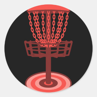Disc Golf Basket Flying Disc Golfing Scene Art  ラウンドシール