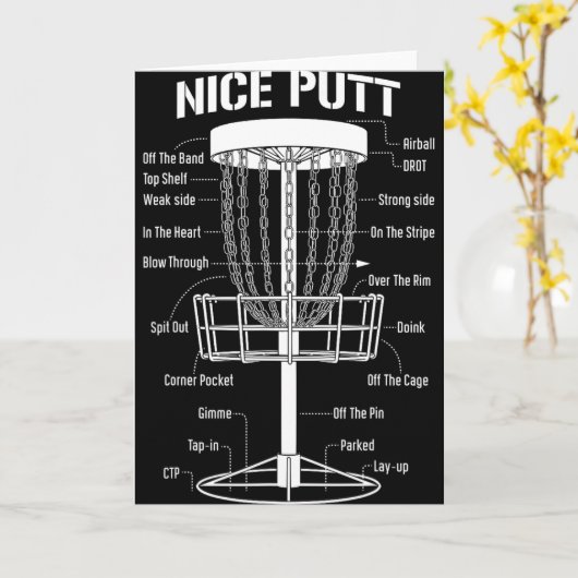 Disc Golf Basket Nice Putt Funny Putting Jargon Di カード (黄色い花)