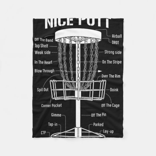 Disc Golf Basket Nice Putt Funny Putting Jargon Di フリースブランケット (正面)