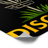 Disc Golf Basket Night Crescent Moon Graphic Desig ポスター (角)