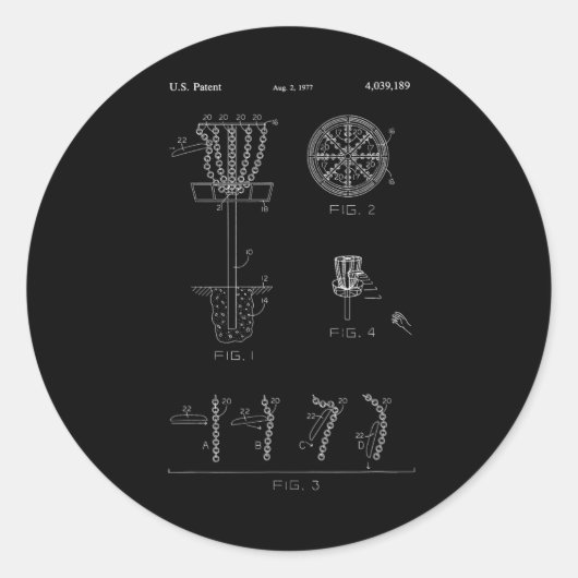 Disc Golf Basket Target Patent Design - Frolf  ラウンドシール (正面)