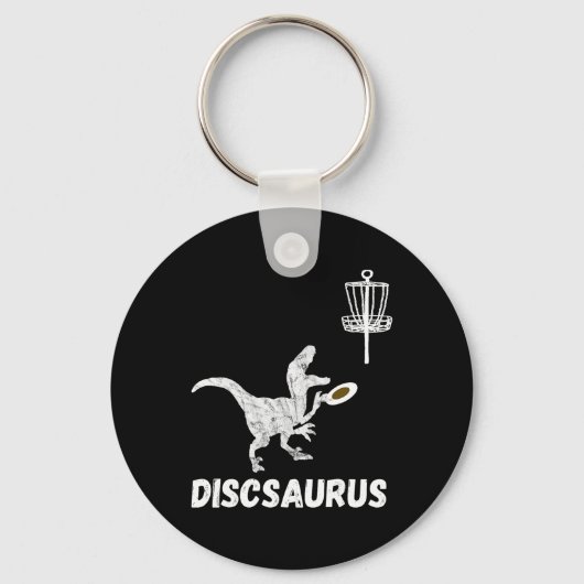 Disc Golf Dinosaur Frolfing T-rex Dino Funny Disc  キーホルダー (正面)