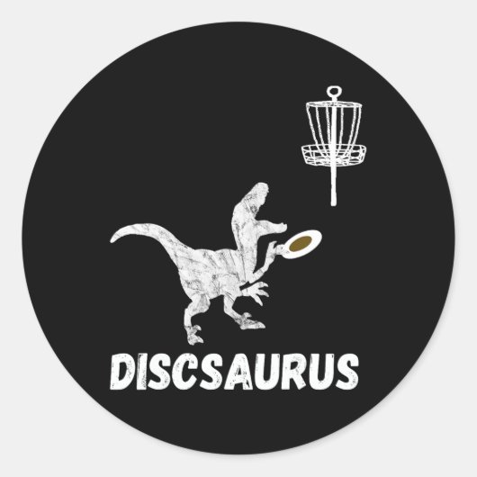 Disc Golf Dinosaur Frolfing T-rex Dino Funny Disc  ラウンドシール (正面)