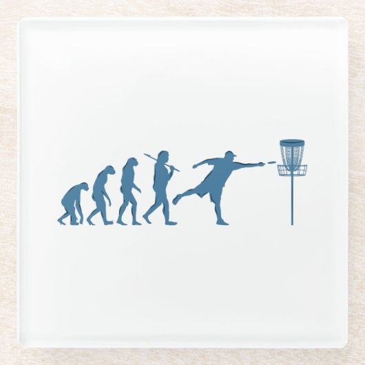 Disc Golf Evolution - Fun Gift for Disc Golfer ガラスコースター (正面)