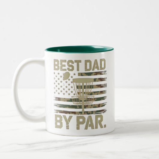 Disc Golf Frisbee Best Dad Par Camo US flag Golfer ツートーンマグカップ (左)