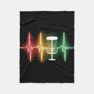 Disc Golf Heartbeat Ekg Line Retro Golf Player  フリースブランケット
