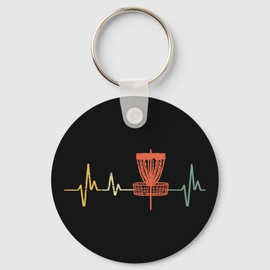 Disc Golf Heartbeat Love Frisbee Frolf Sports Wome キーホルダー (正面)