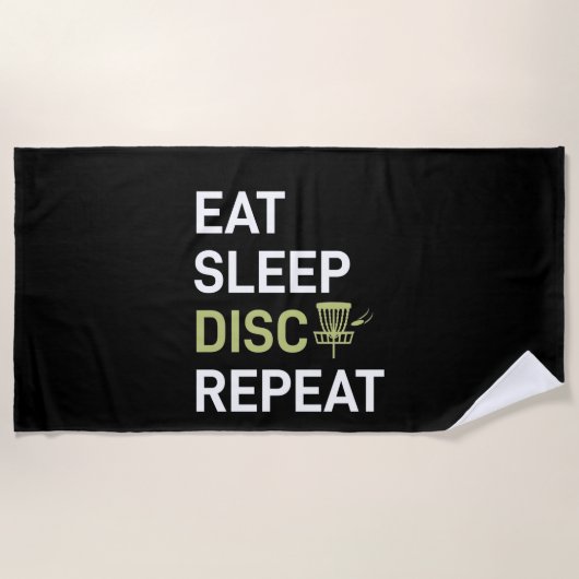 Disc Golf Player | Eat Sleep Disc Golf Repeat ビーチタオル (正面)