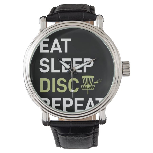 Disc Golf Player | Eat Sleep Disc Golf Repeat 腕時計 (正面)