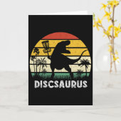 Disc Golf Retro Dinosaur Disc Golf Player Frolf Fl カード (黄色い花)