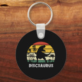 Disc Golf Retro Dinosaur Disc Golf Player Frolf Fl キーホルダー (正面)
