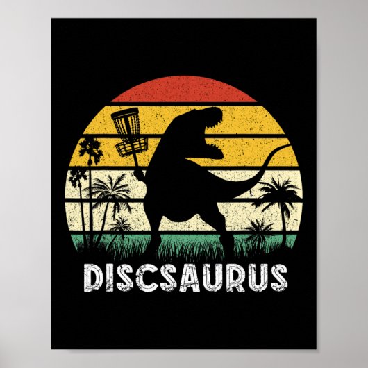 Disc Golf Retro Dinosaur Disc Golf Player Frolf Fl ポスター (正面)