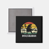 Disc Golf Retro Dinosaur Disc Golf Player Frolf Fl マグネット (正面/裏面)