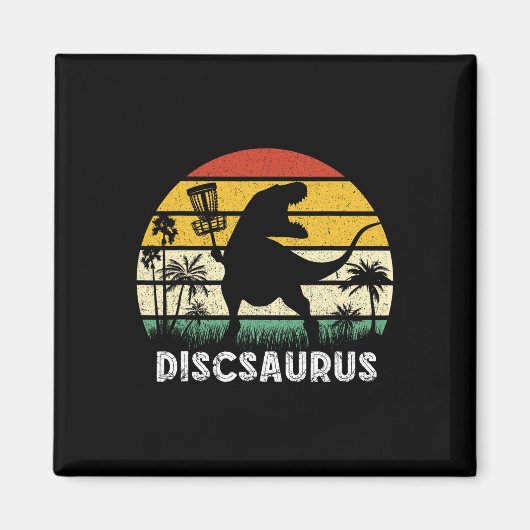 Disc Golf Retro Dinosaur Disc Golf Player Frolf Fl マグネット (正面)