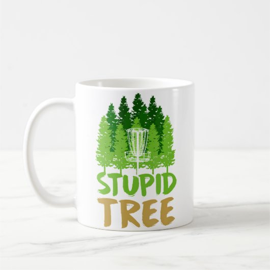 Disc Golf Stupid Trees Retro Frisbee Funny Sports コーヒーマグカップ (左)