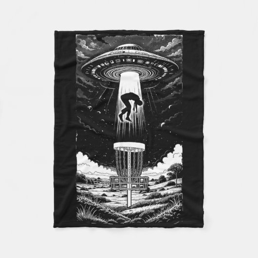 Disc Golf Ufo Funny Flying Saucer Alien Abduction  フリースブランケット (正面)