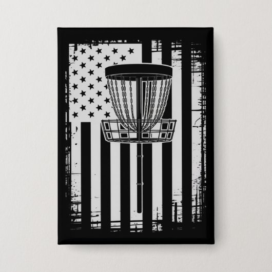 Disc Golf USA Flag Golfer Golfing Sport Lover 缶バッジ (正面)