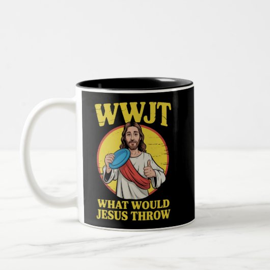 Disc Golf Wwjt What Would Jesus Throw Frisbee  ツートーンマグカップ (左)