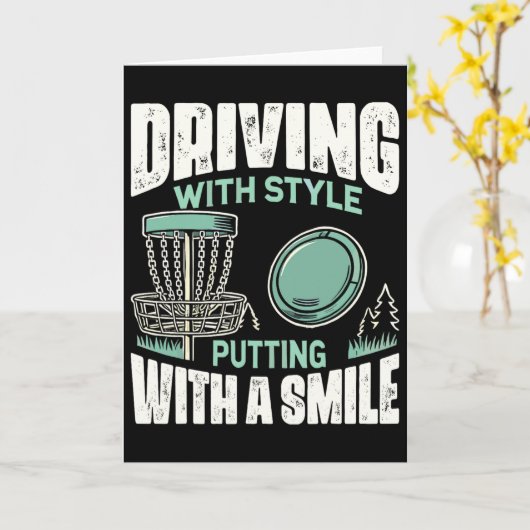 Disc Golfer Driving With Style Disc Golf  カード (黄色い花)