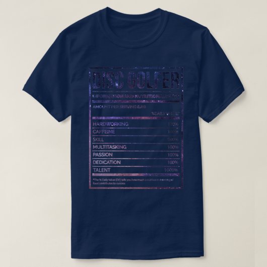 Disc Golfer Funny Disc Golf Nutrition Label Tシャツ (デザイン正面)