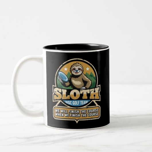 Disc Golfer Funny Sloth Disc Golf Player Golfer ツートーンマグカップ (左)
