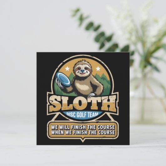 Disc Golfer Funny Sloth Disc Golf Player Golfer 招待状 (スタンド正面)