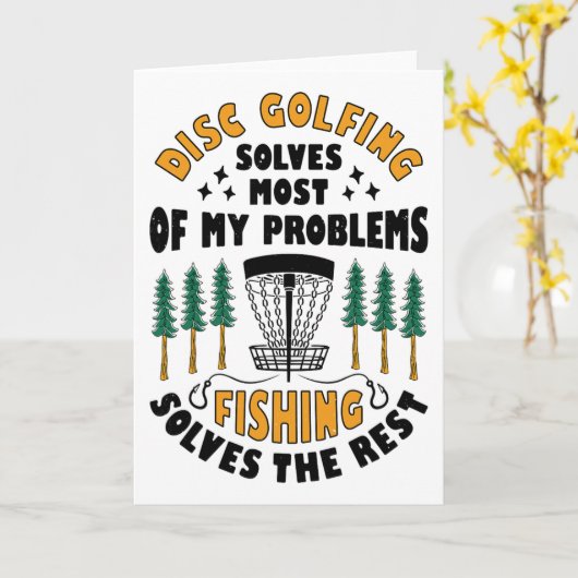 Disc Golfing Solves Most Of My Problems Fishing Fr カード (黄色い花)