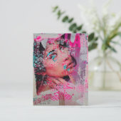 Discard Magazine Woman Mixed Media Collage  ポストカード (スタンド正面)