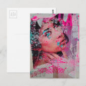 Discard Magazine Woman Mixed Media Collage  ポストカード (正面/裏面)