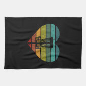 DiscGolf -レトロヴィンテージ目標バスケット キッチンタオル (横)