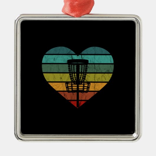 DiscGolf -レトロヴィンテージ目標バスケット メタルオーナメント (正面)