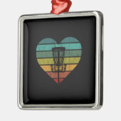 DiscGolf -レトロヴィンテージ目標バスケット メタルオーナメント (左)