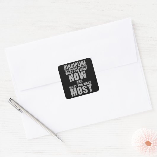 DISCIPLINE -やる気を起こさせる単語 スクエアシール (封筒)