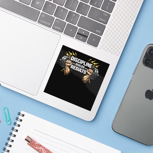  Discipline Builds ResultsCustom-Cut Vinyl Sticker シール (ノートパソコンとiPhone)