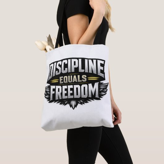 Discipline Equals Freedom – Motivational Design  トートバッグ (クローズアップ)