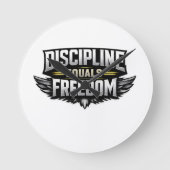 Discipline Equals Freedom – Motivational Design  ラウンド壁時計 (正面)