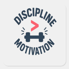DIscipline Greater than Motivation- Gym Fitness  スクエアシール