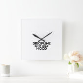 Discipline Is My Only Mood Minimalist Square Clock スクエア壁時計 (ホーム)
