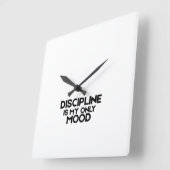 Discipline Is My Only Mood Minimalist Square Clock スクエア壁時計 (傾斜)