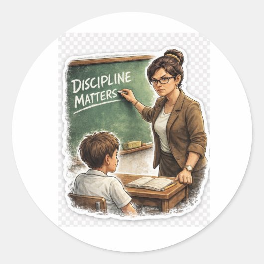 Discipline Matters Teacher Sticker ラウンドシール (正面)