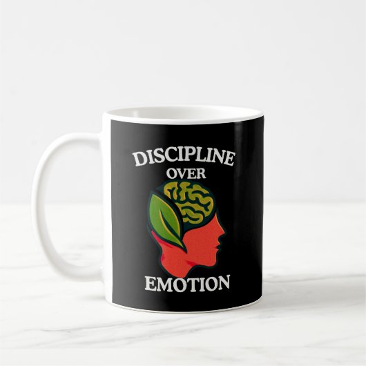 Discipline Over Emotion Inspirational Self Control コーヒーマグカップ (左)