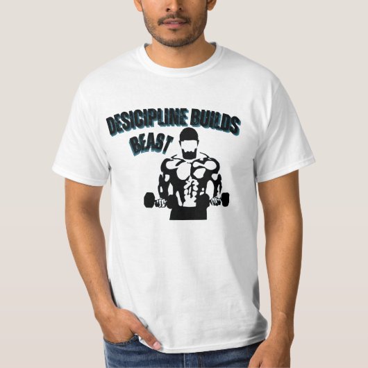 Discipline Over Motivation — 理想の体型を作り上げる Tシャツ (正面)