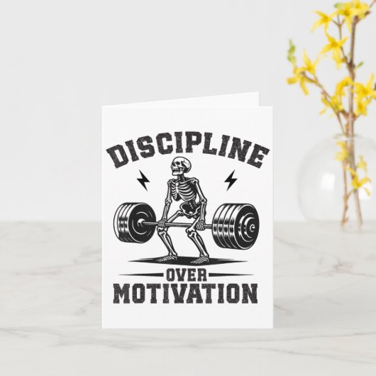 Discipline Over Motivation Gym Motivational Traini カード (黄色い花)