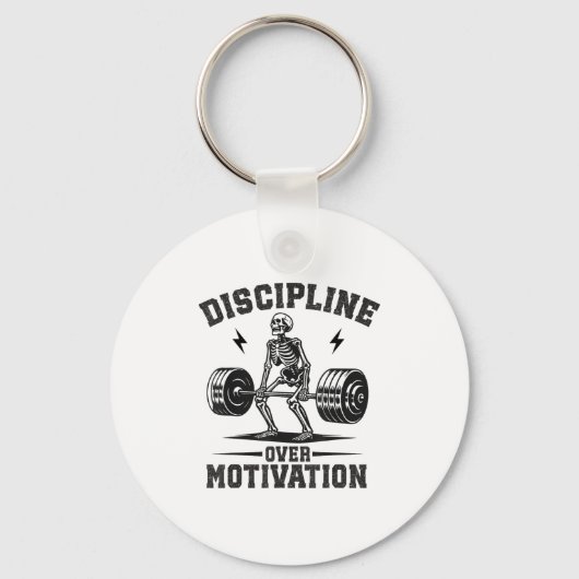 Discipline Over Motivation Gym Motivational Traini キーホルダー (正面)