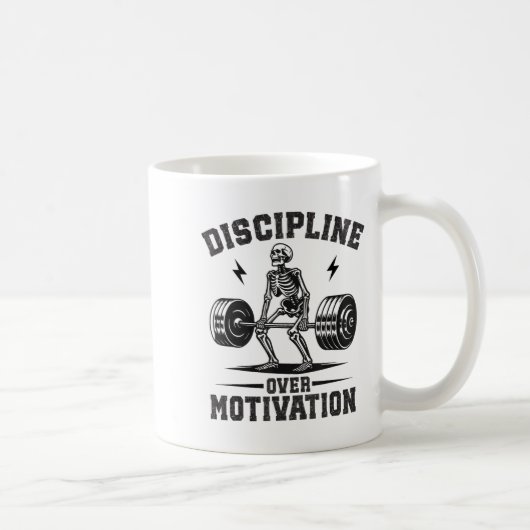 Discipline Over Motivation Gym Motivational Traini コーヒーマグカップ (右)