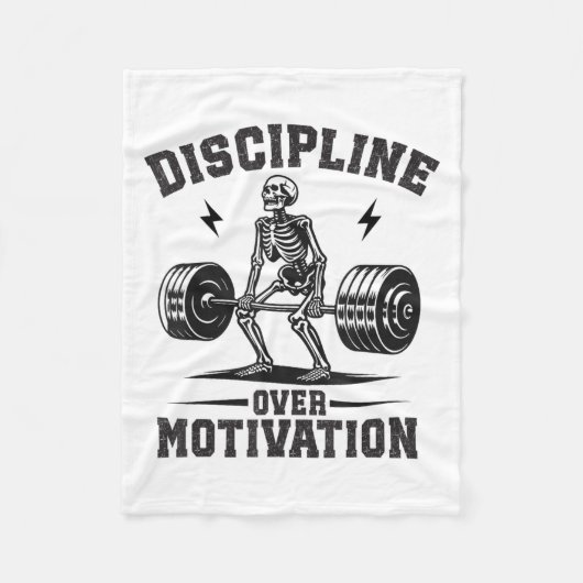 Discipline Over Motivation Gym Motivational Traini フリースブランケット (正面)
