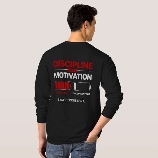 Discipline Over Motivation – Stay Consistent | Sel Tシャツ (裏面フル)