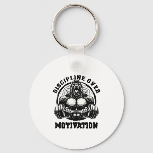 Discipline Over Motivation Weightlift Gym Quotes G キーホルダー (正面)