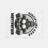 Discipline Over Motivation Weightlift Gym Quotes G フリースブランケット (正面(横))