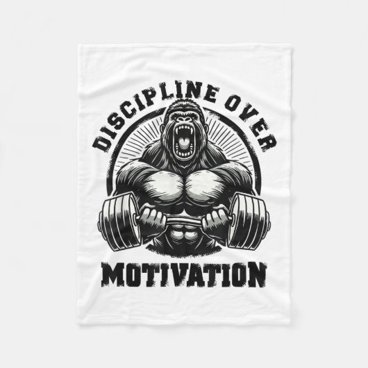 Discipline Over Motivation Weightlift Gym Quotes G フリースブランケット (正面)